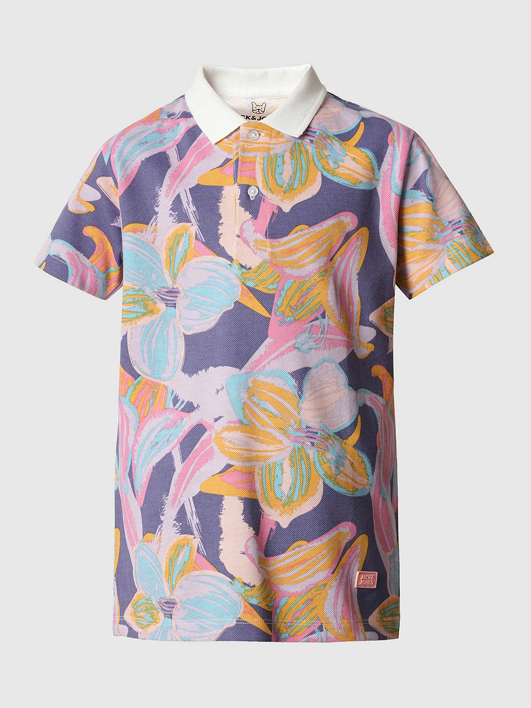 Boys Purple Printed Polo T-shirt - Image 7