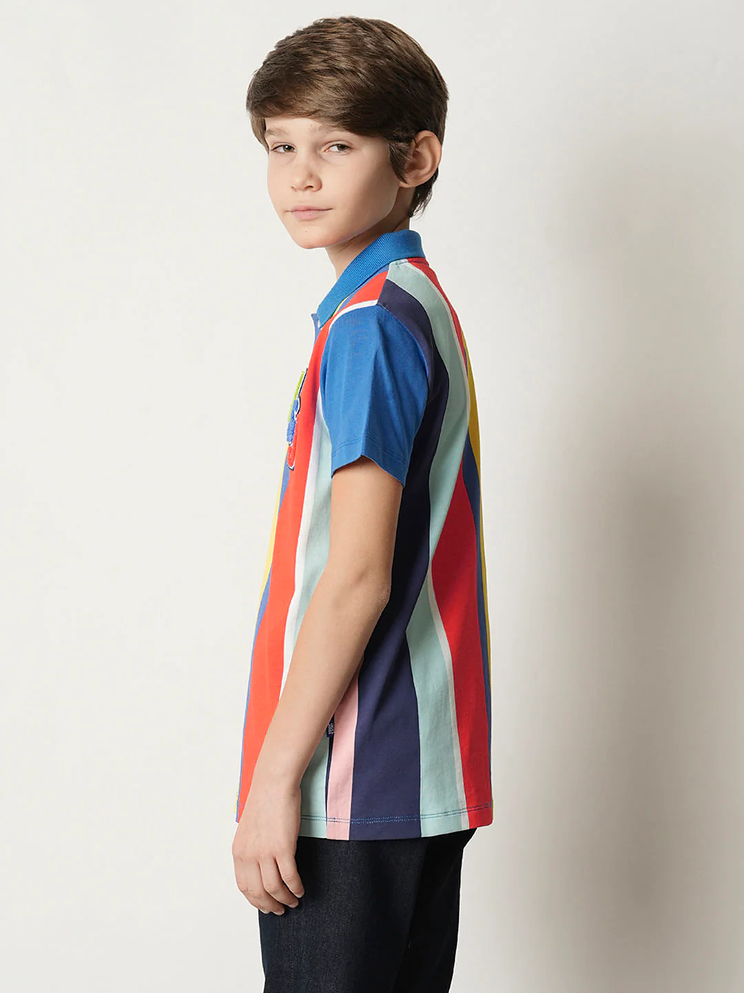 Boys Blue Colourblocked Polo T-shirt - Image 3