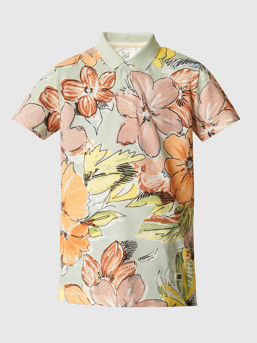 Boys Green Floral Polo T-shirt - Image 7