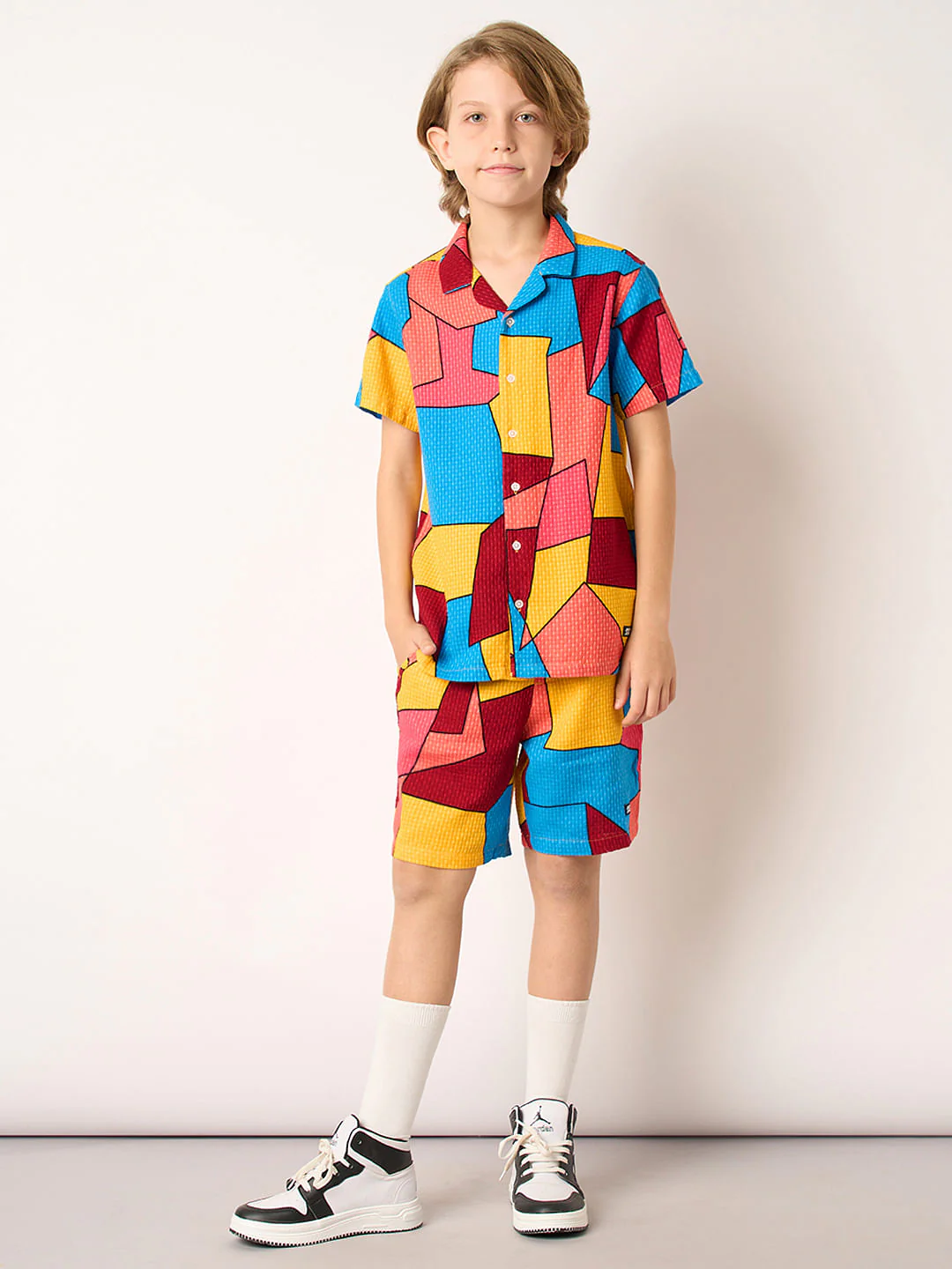 Boys Multi-Colour Abstract Print Co-ord Set Shirt - Image 5
