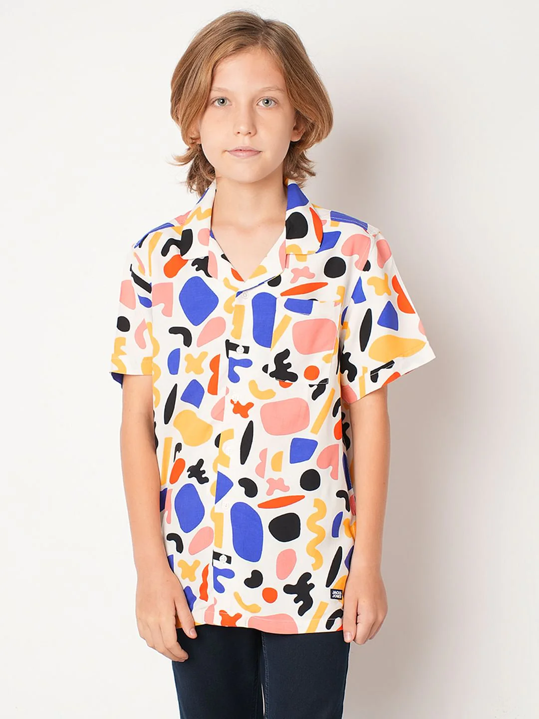 Boys White Printed Short Sleeves Shirt - Image 2
