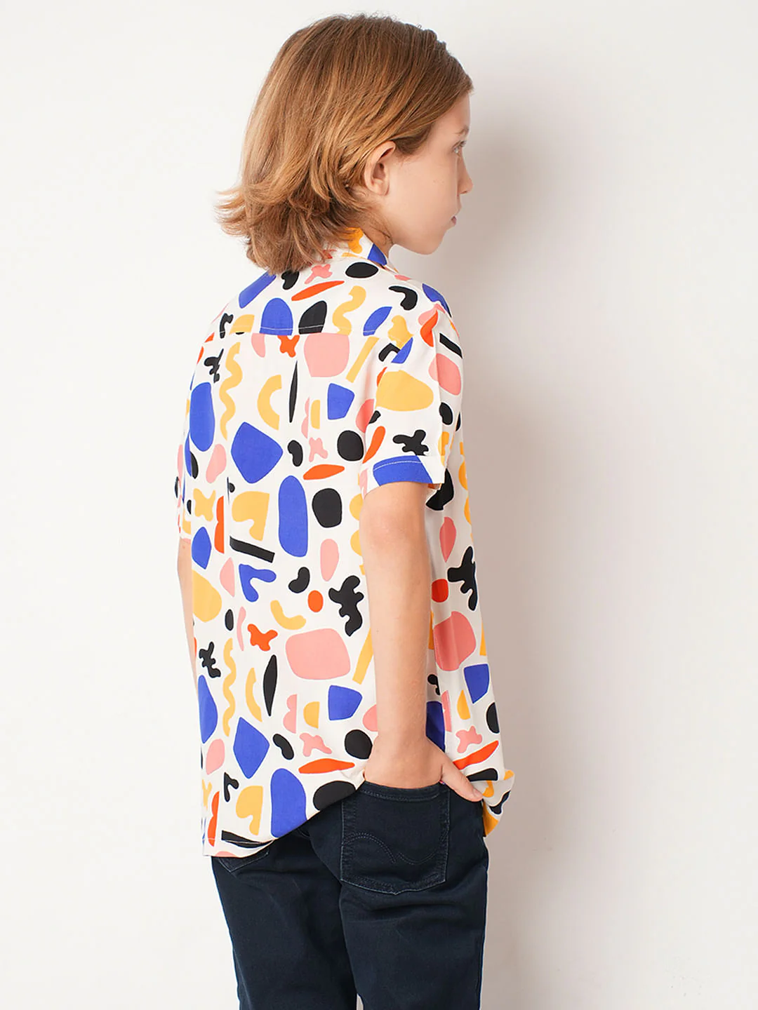 Boys White Printed Short Sleeves Shirt - Image 4