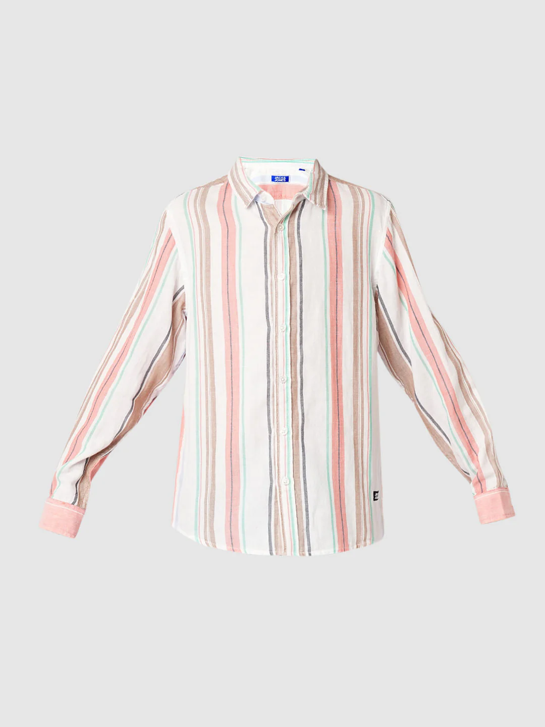 Beige Striped Full Sleeves Shirt - Image 7