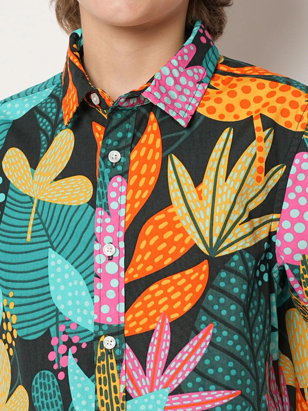 Boys Green Tropical Print Shirt - Image 6