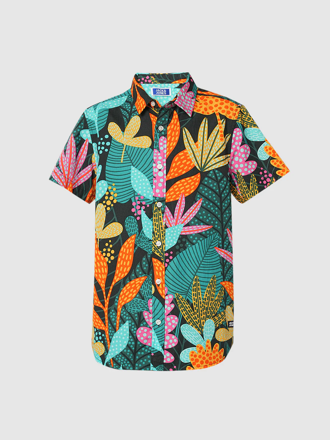 Boys Green Tropical Print Shirt - Image 7