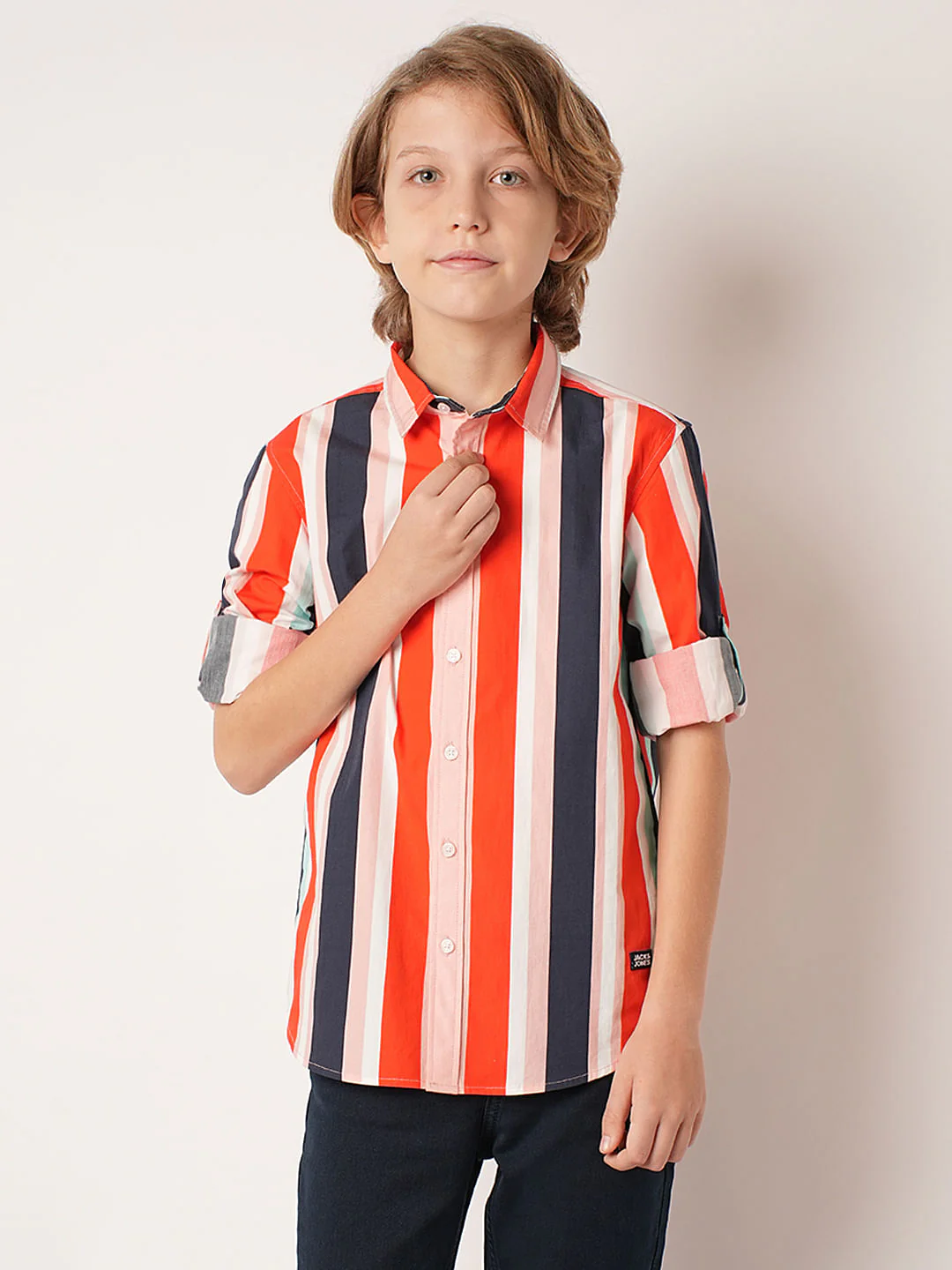 Boys Multi-Colour Striped Full Sleeves Shirt - Image 2