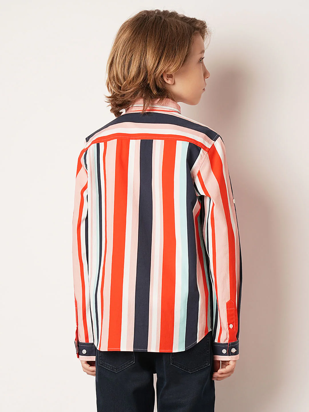 Boys Multi-Colour Striped Full Sleeves Shirt - Image 4