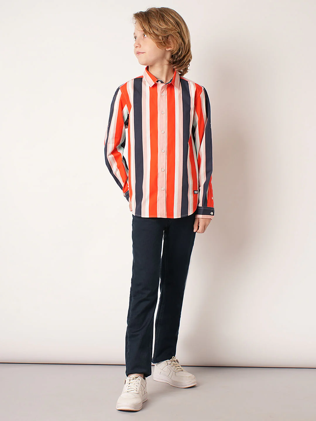 Boys Multi-Colour Striped Full Sleeves Shirt - Image 5