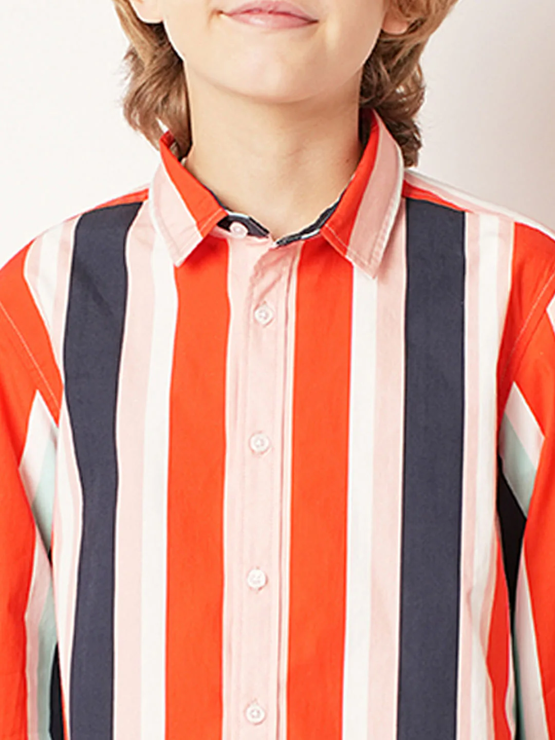 Boys Multi-Colour Striped Full Sleeves Shirt - Image 6