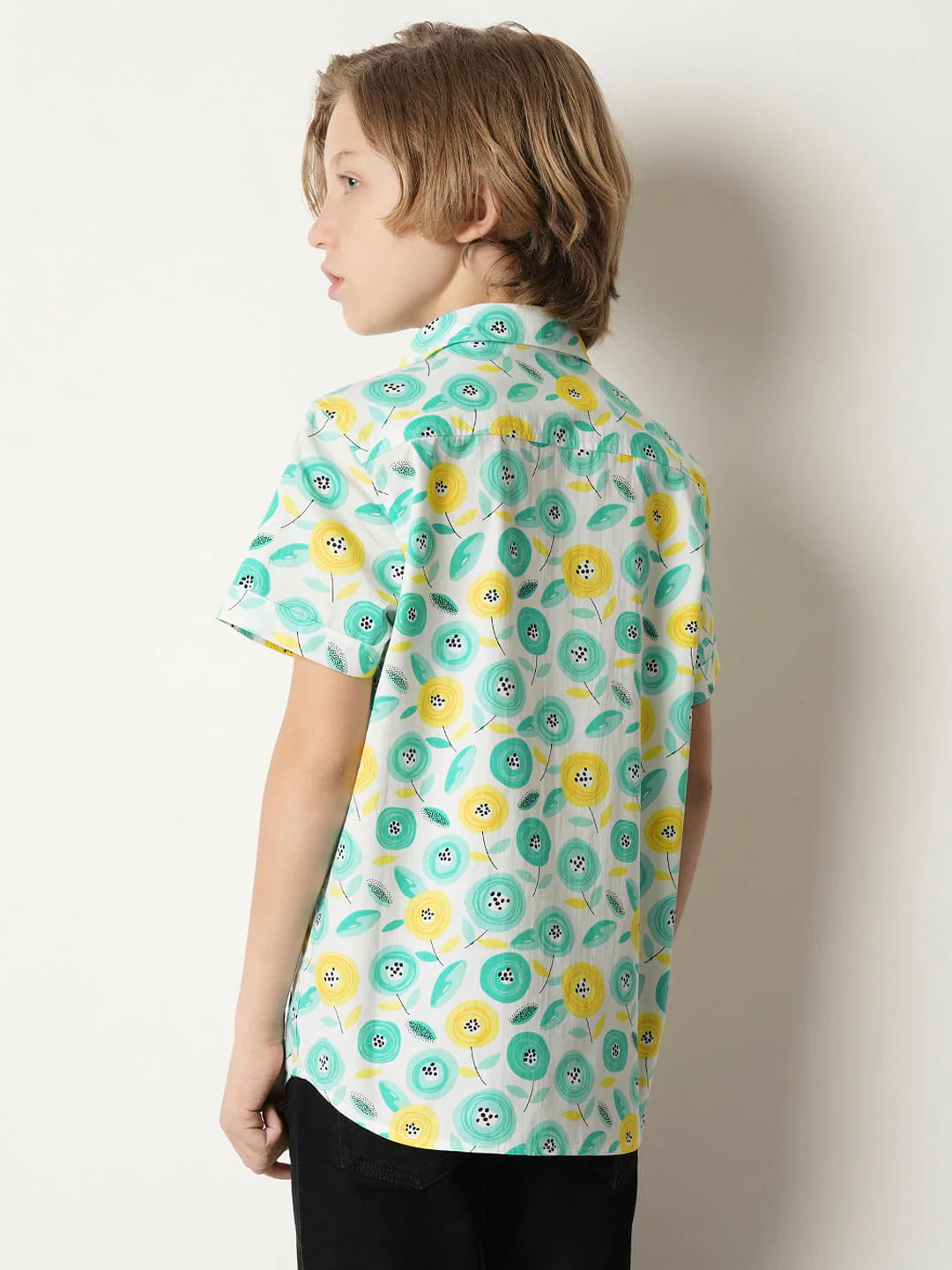 Boys Turquoise Printed Shirt - Image 4