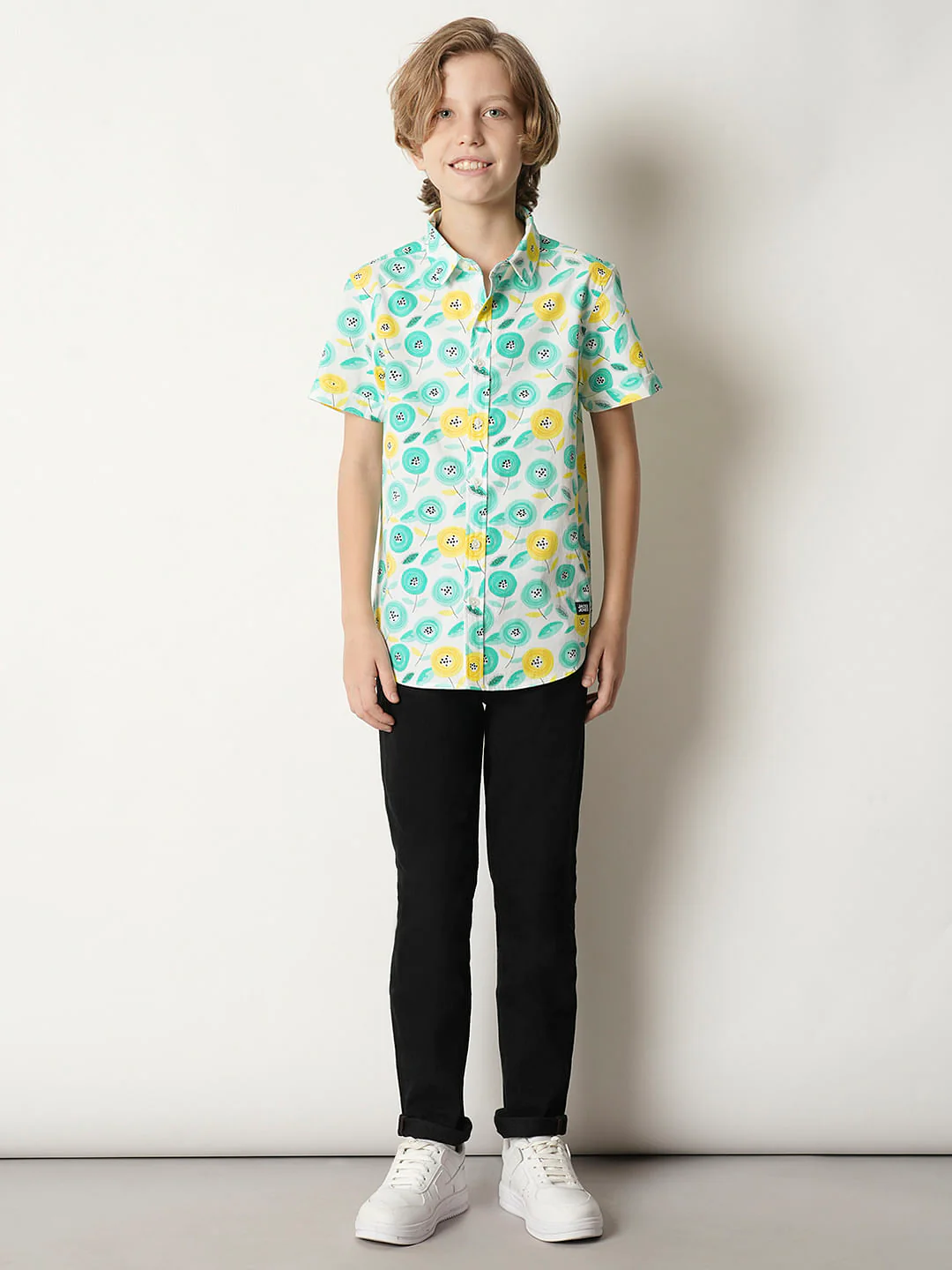 Boys Turquoise Printed Shirt - Image 5