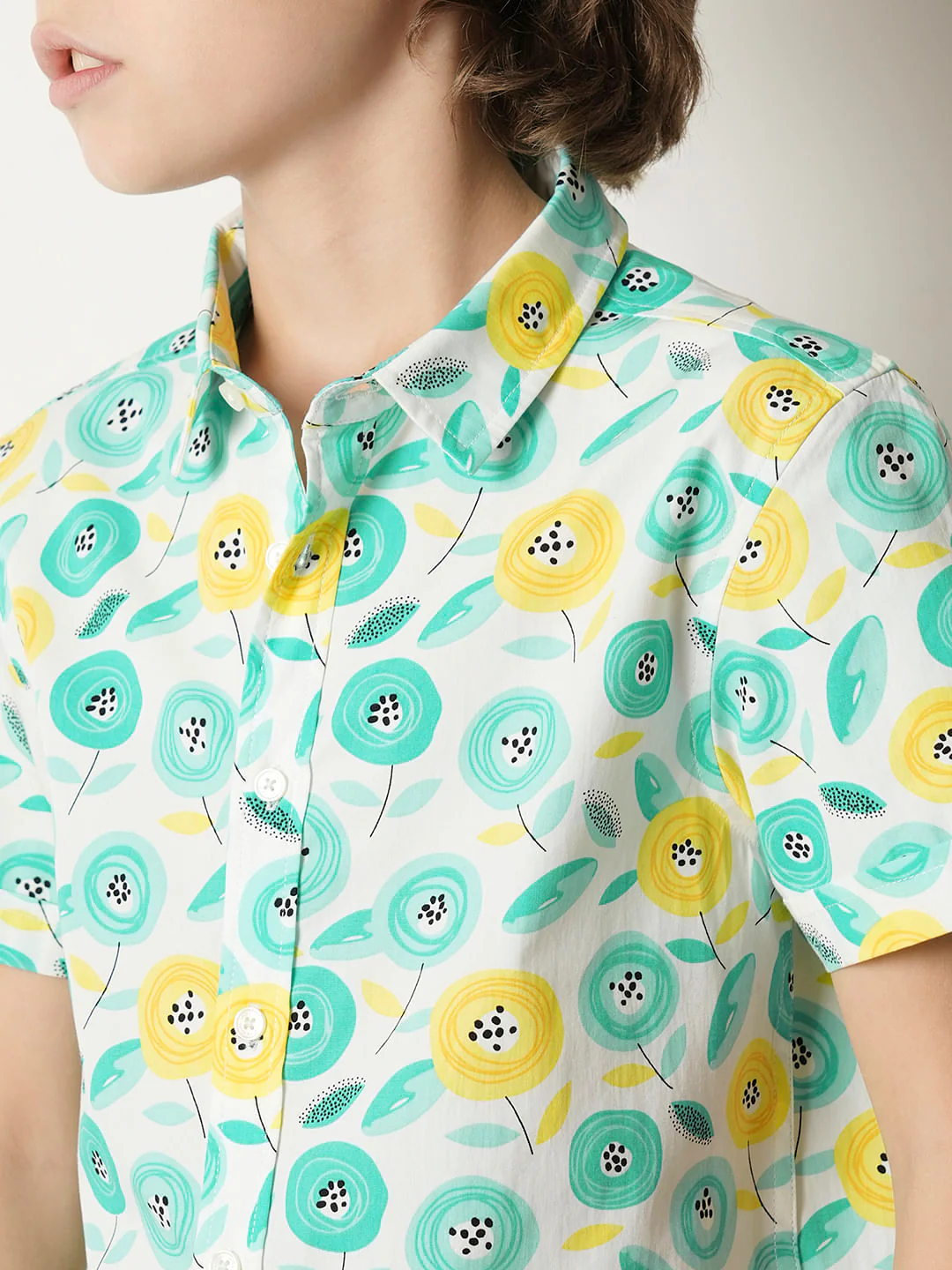 Boys Turquoise Printed Shirt - Image 6