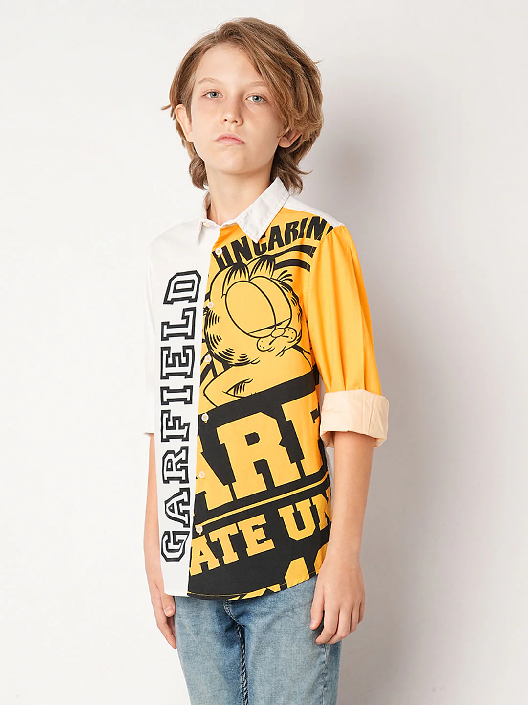 GARFIELD White Colourblocked Full Sleeves Shirt - Image 3