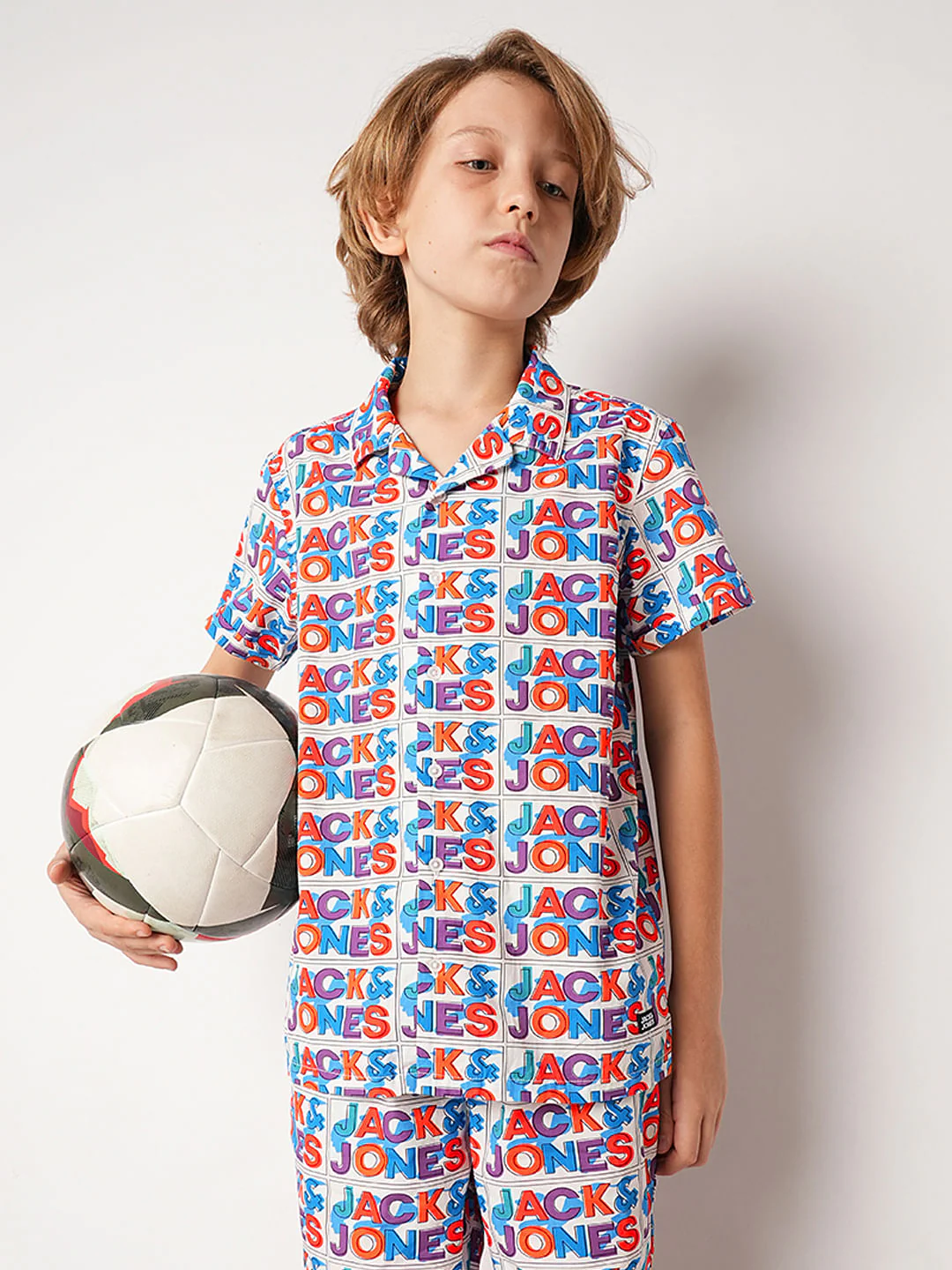 White Logo Print Co-ord Set Shirt