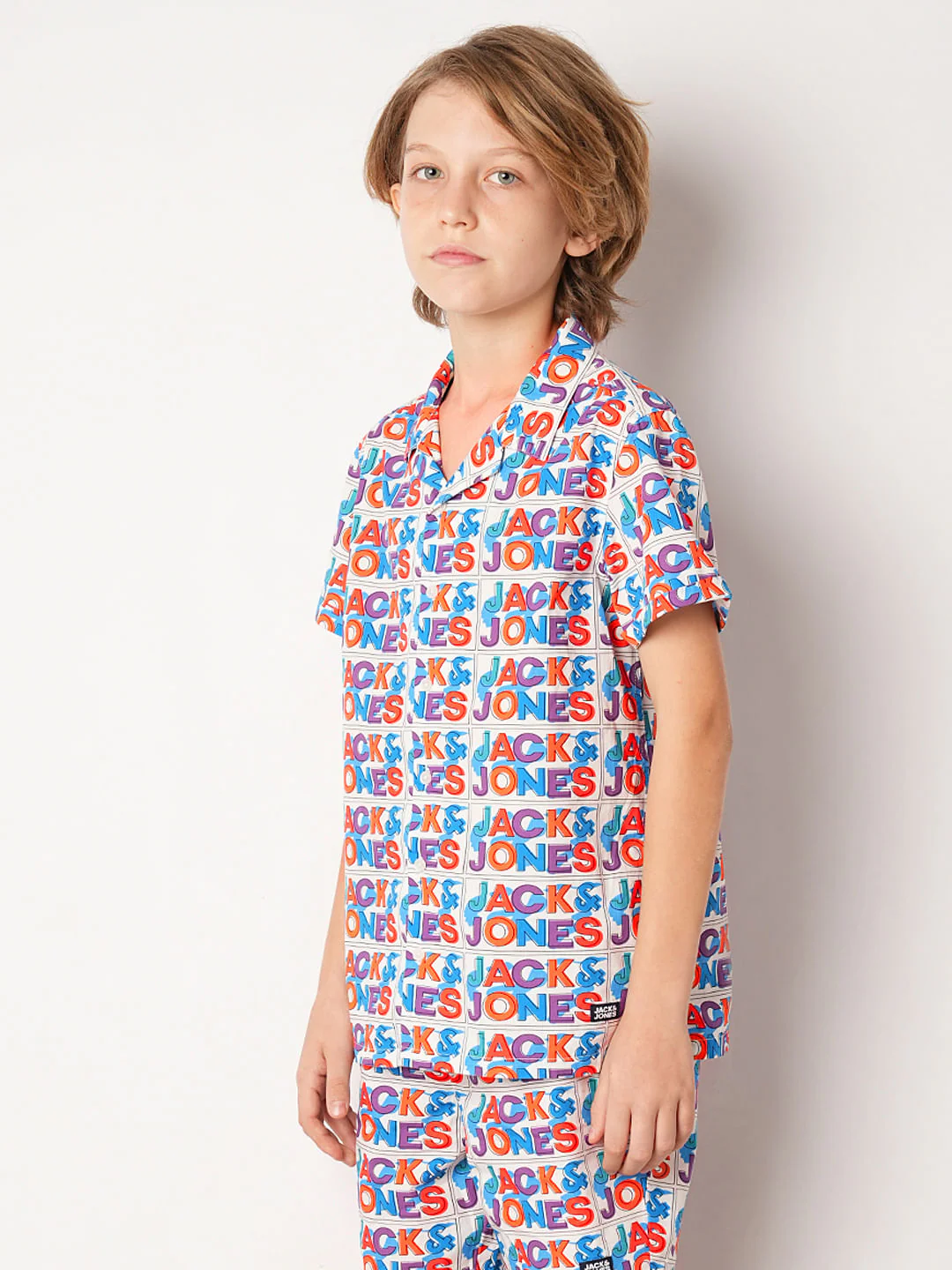 White Logo Print Co-ord Set Shirt - Image 3