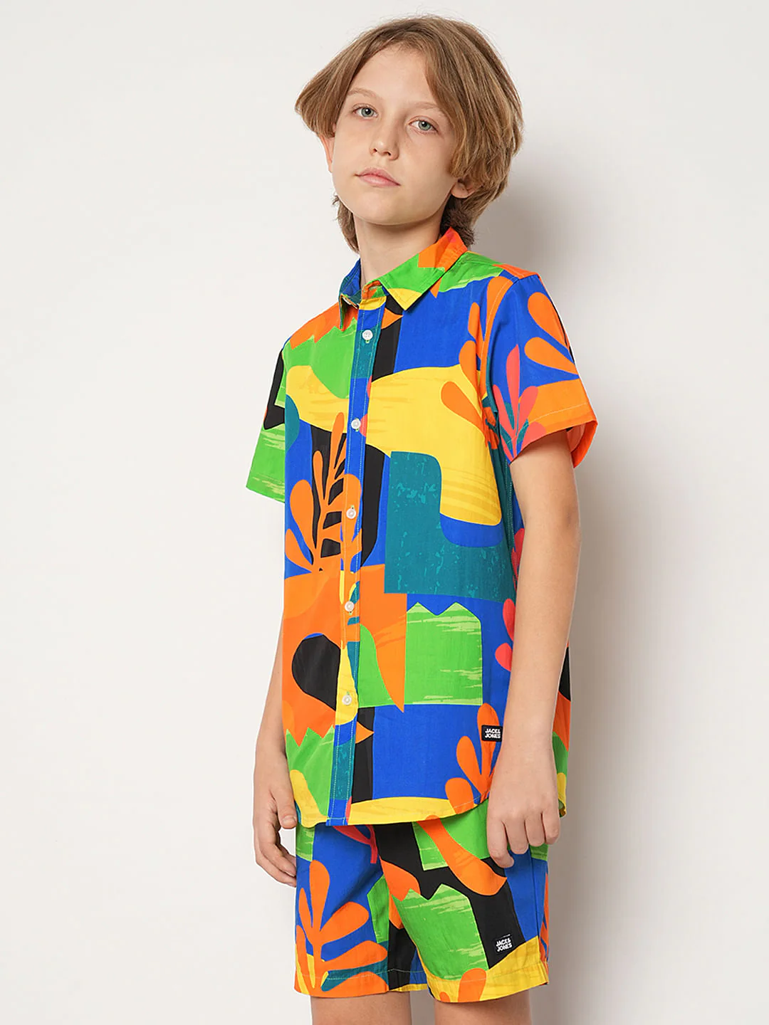 Boys Orange Art Print Co-ord Set Shirt - Image 3