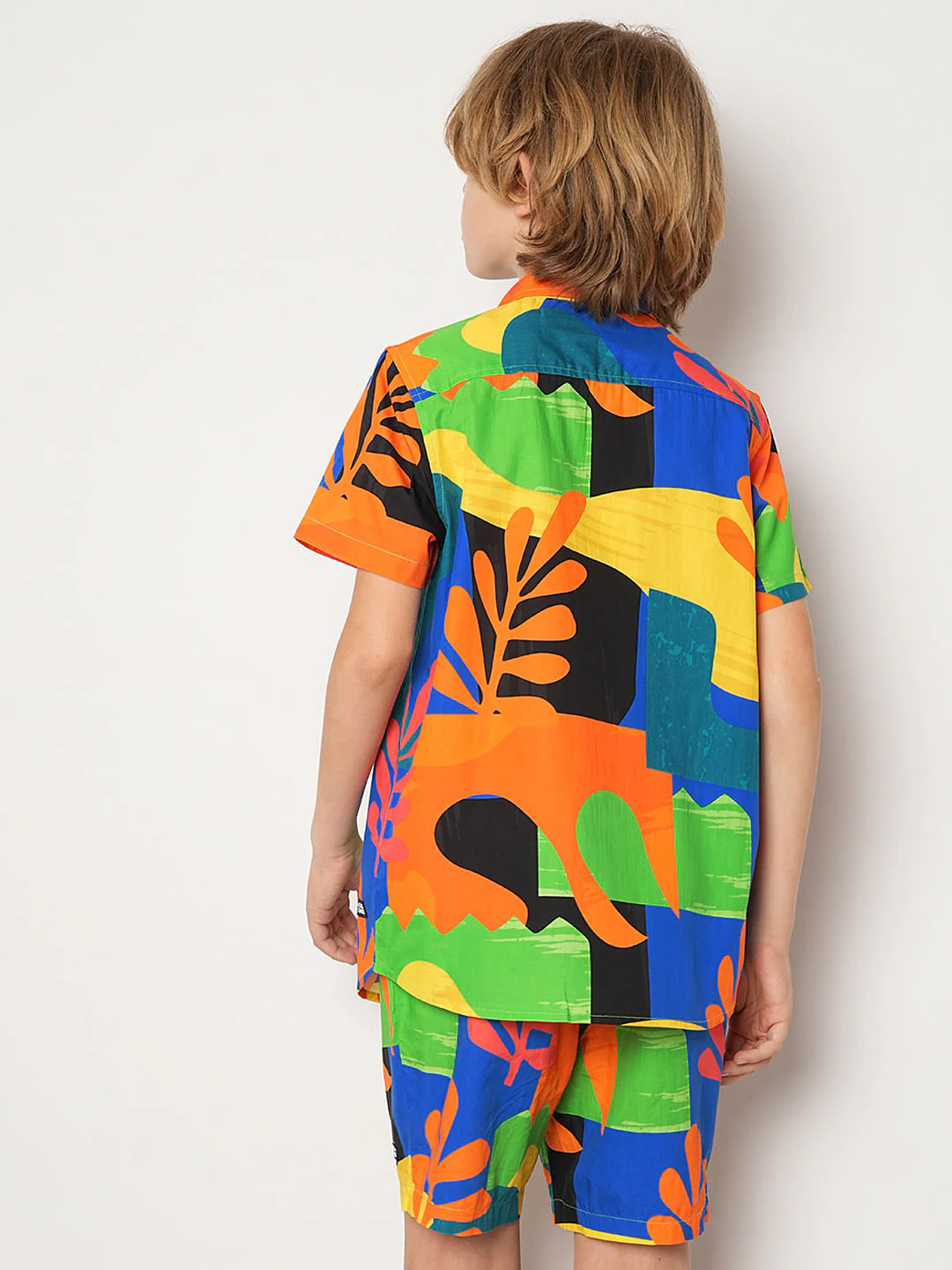 Boys Orange Art Print Co-ord Set Shirt - Image 4