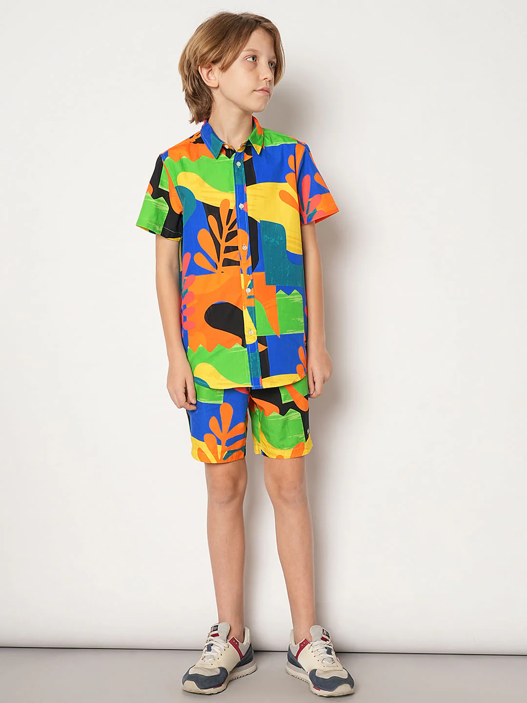 Boys Orange Art Print Co-ord Set Shirt - Image 5