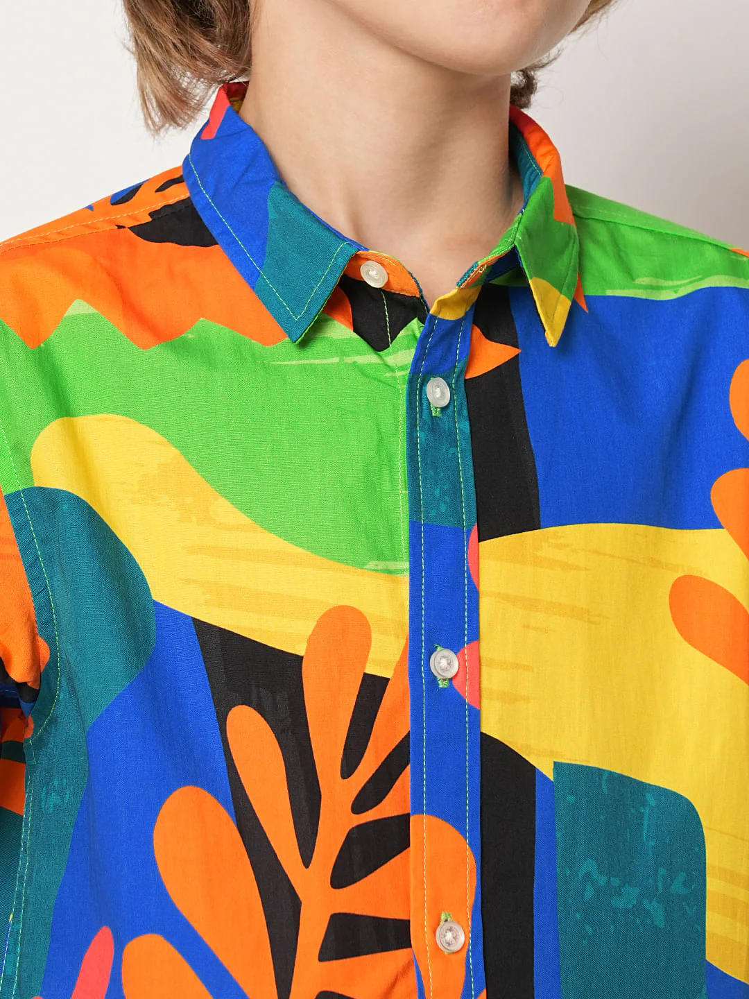 Boys Orange Art Print Co-ord Set Shirt - Image 6