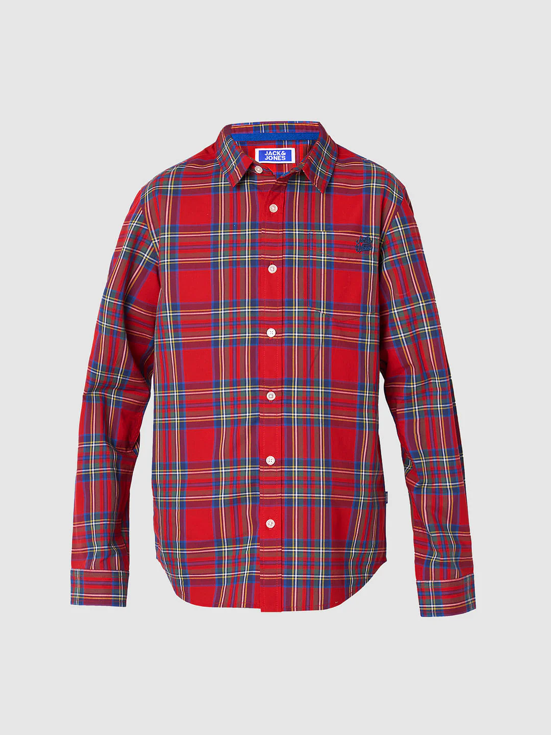 Boys Red Check Full Sleeves Shirt - Image 7