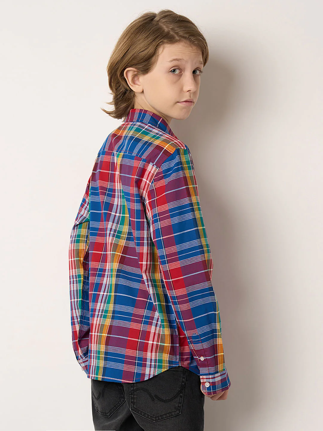 Boys Multi-Colour Check Full Sleeves Shirt - Image 4