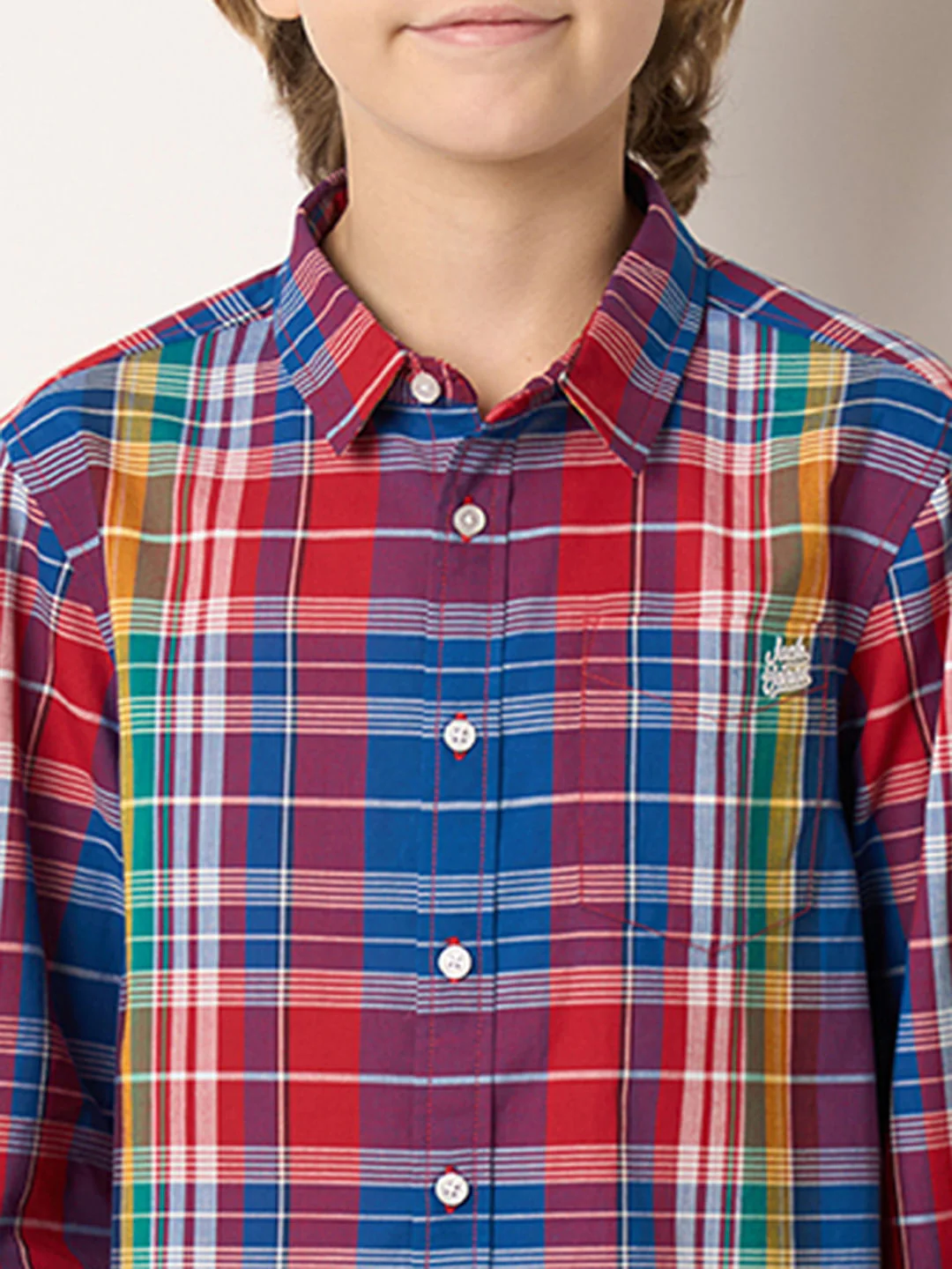 Boys Multi-Colour Check Full Sleeves Shirt - Image 6