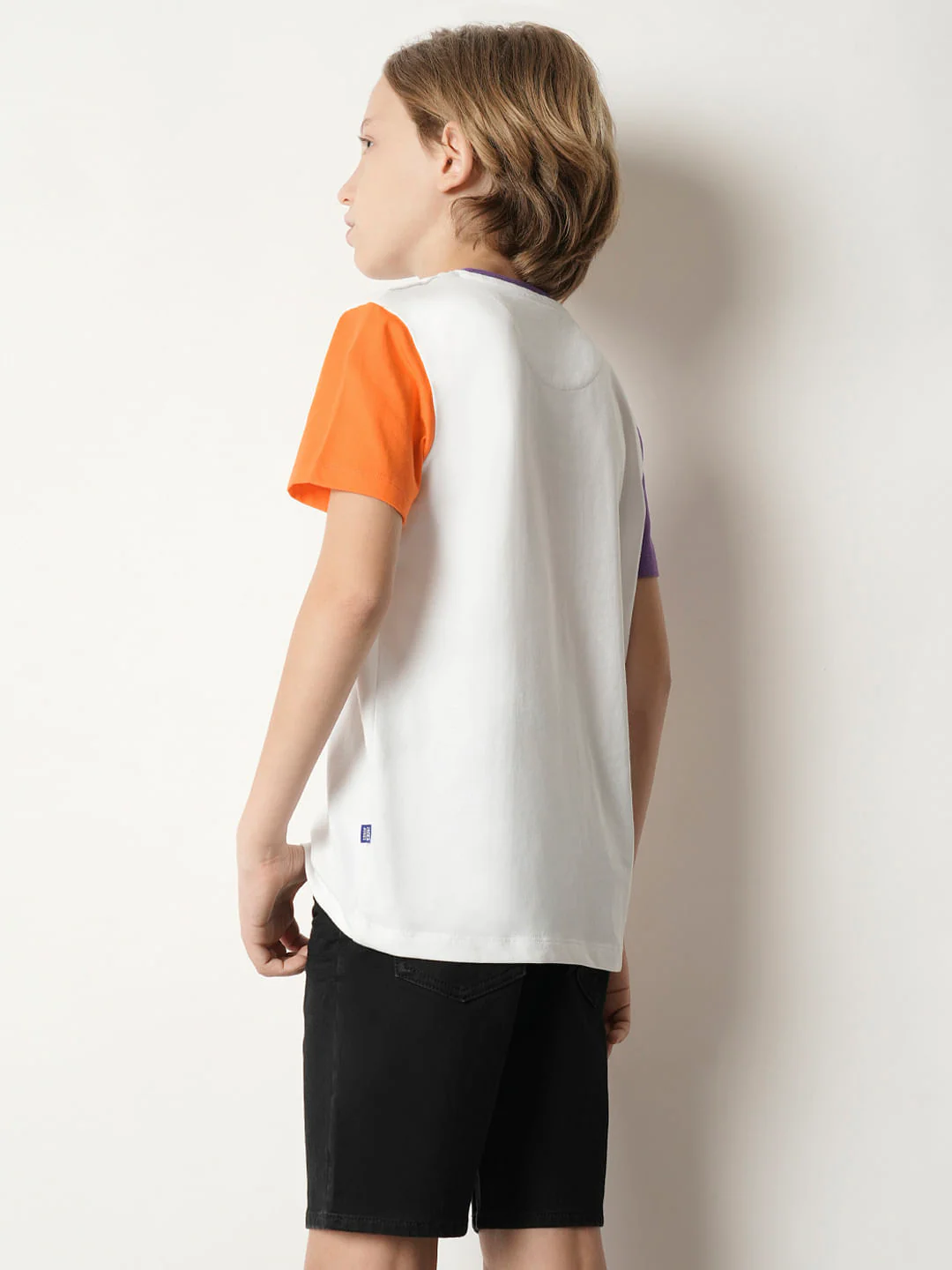 Boys White Colourblocked Crew Neck T-shirt - Image 4