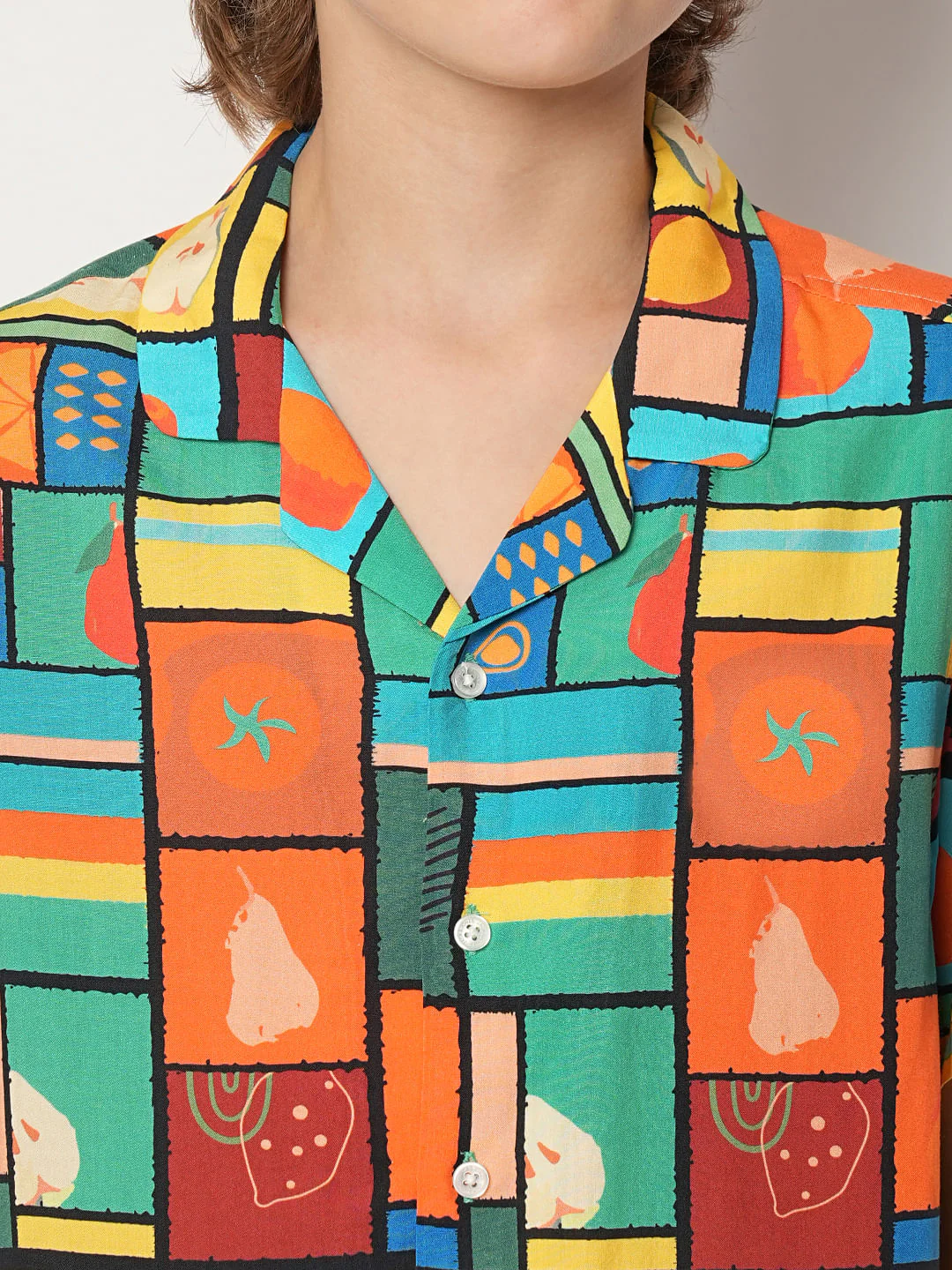 Boys Orange Printed Co-ord Set Shirt - Image 6