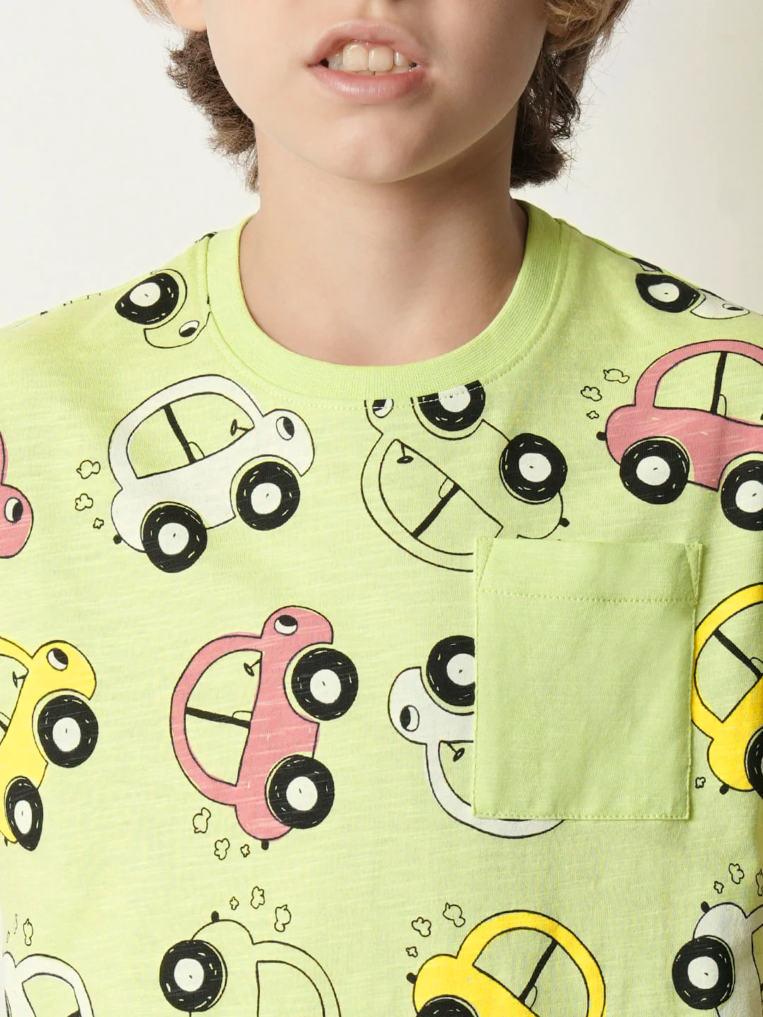 Boys Green Printed Co-ord Set T-shirt - Image 6