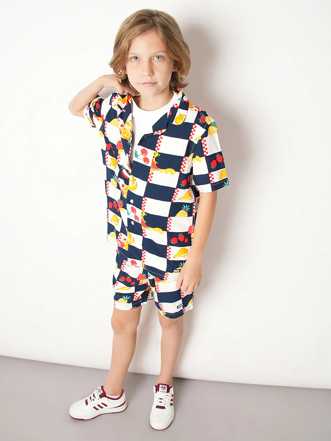 Boys Blue Check Co-ord Set Shirt