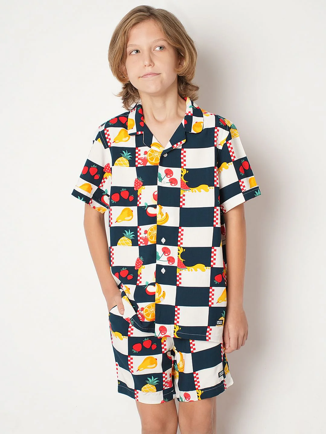 Boys Blue Check Co-ord Set Shirt - Image 2