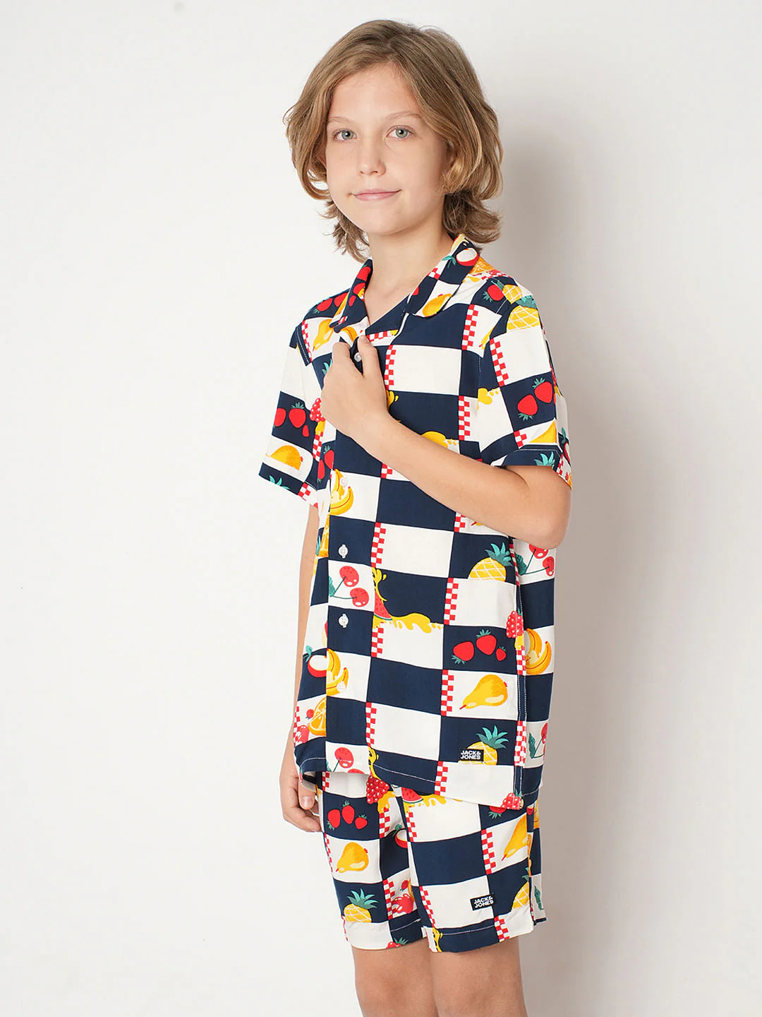 Boys Blue Check Co-ord Set Shirt - Image 3