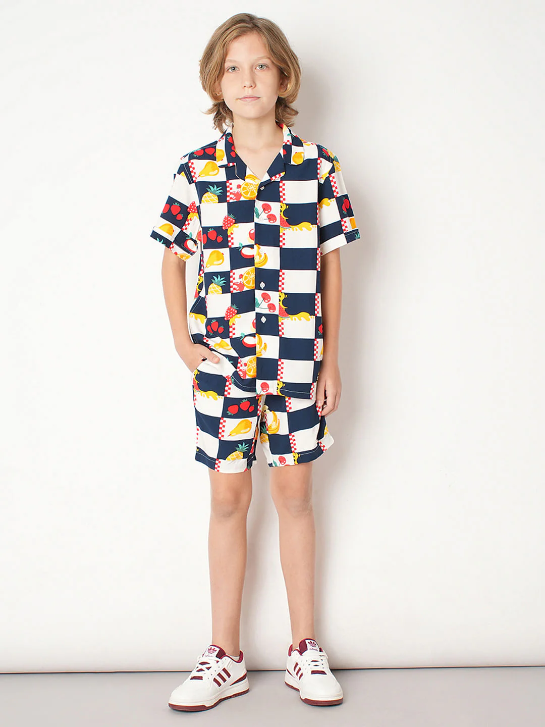Boys Blue Check Co-ord Set Shirt - Image 5