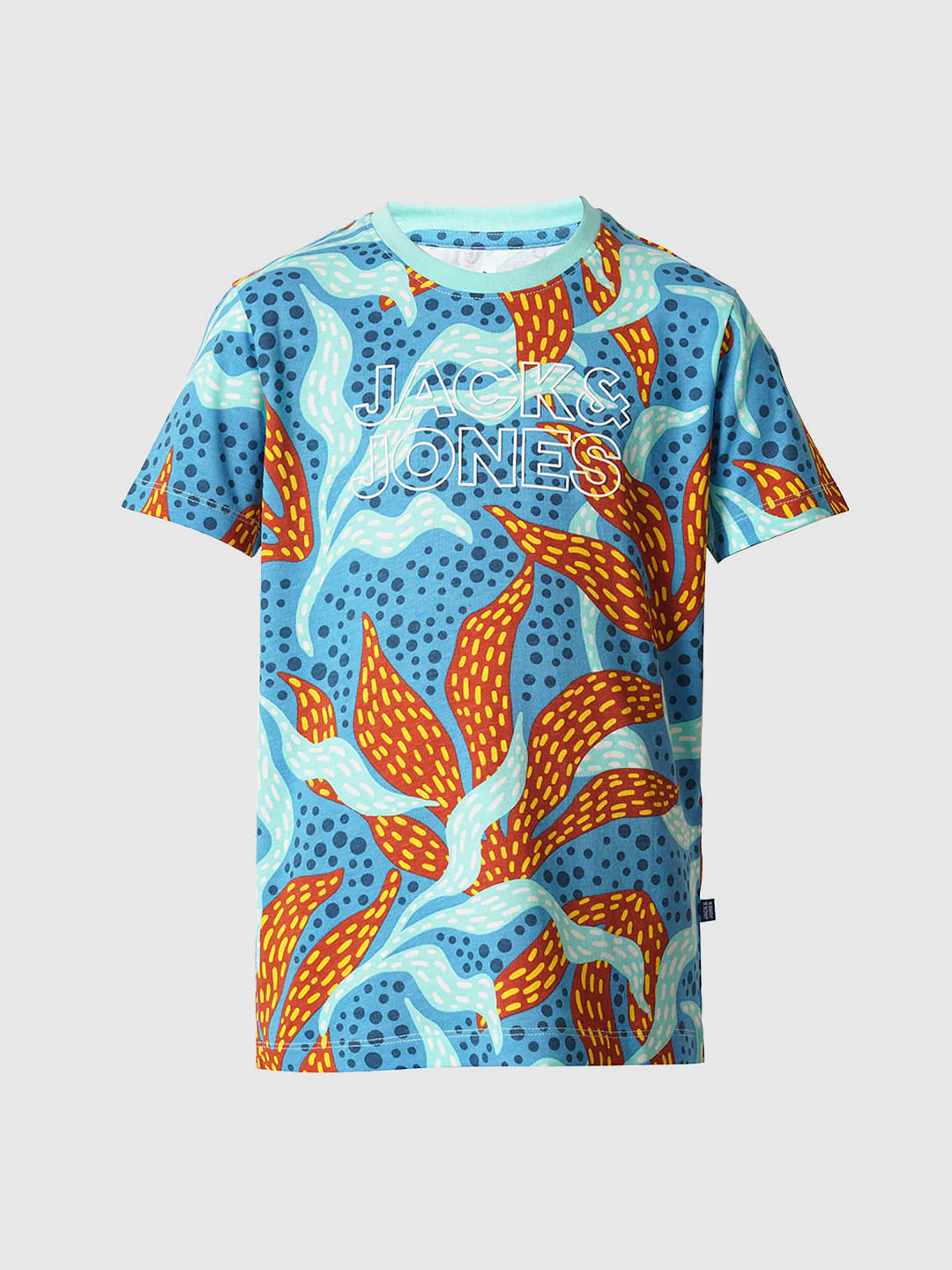 Boys Blue Coral Print Co-ord Set T-shirt - Image 7