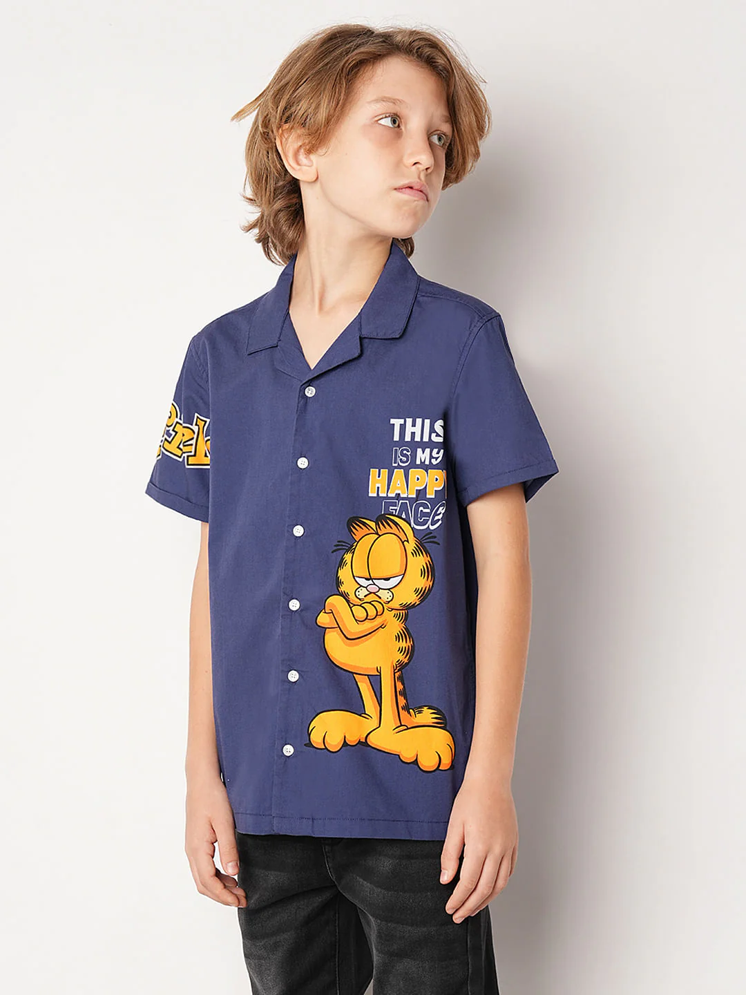 GARFIELD Blue Graphic Print Short Sleeves Shirt - Image 3