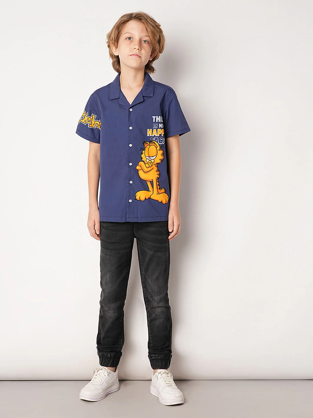 GARFIELD Blue Graphic Print Short Sleeves Shirt - Image 5