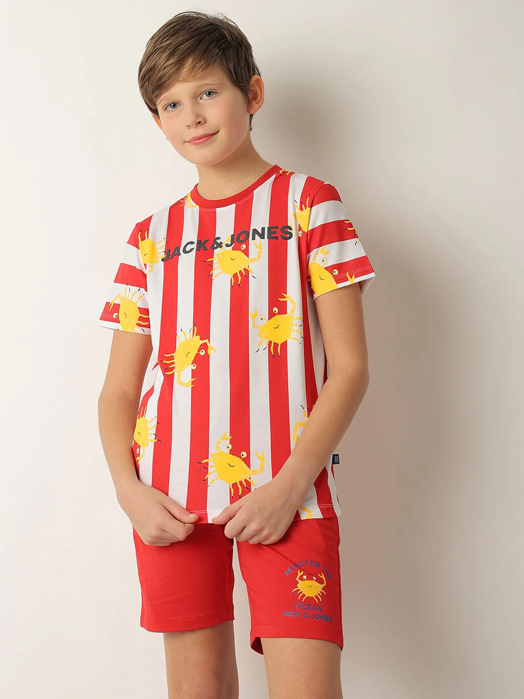 Boys Red Striped Co-ord Set T-shirt - Image 2