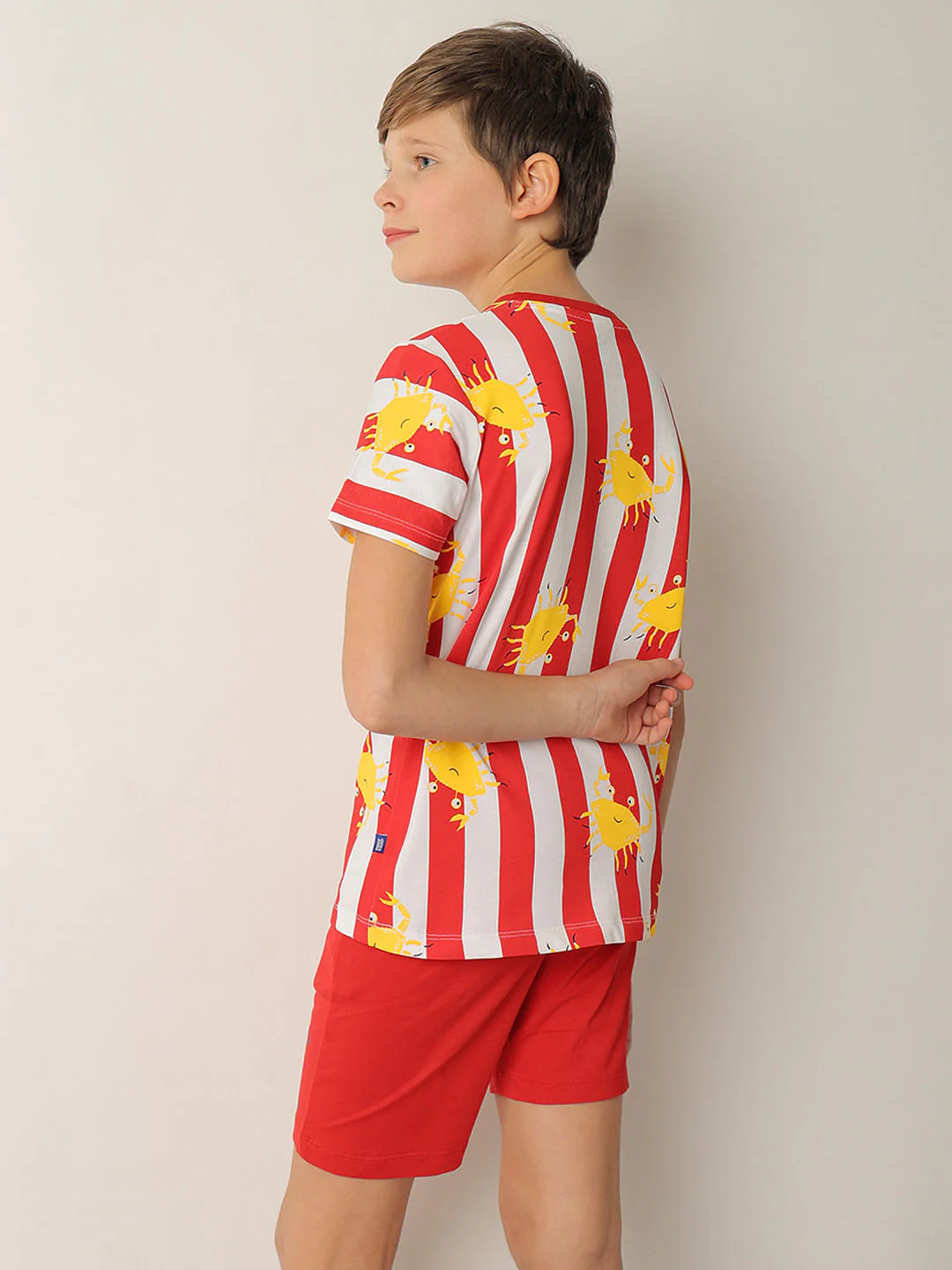 Boys Red Striped Co-ord Set T-shirt - Image 4