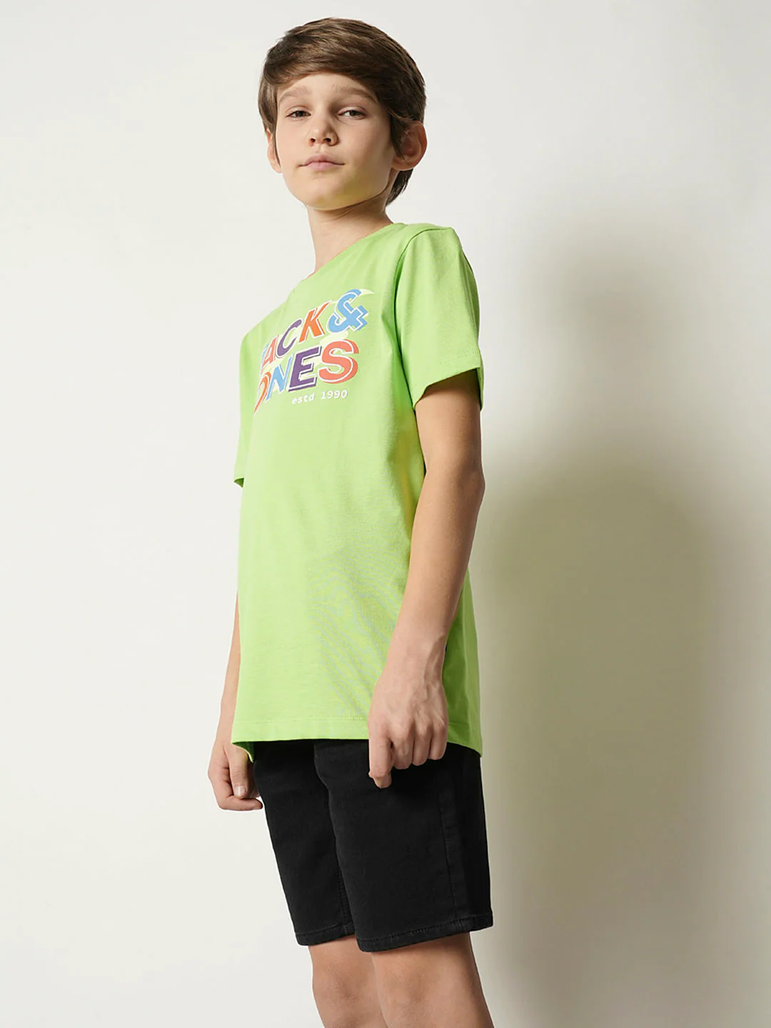 Boys Green Logo Print Crew Neck T-shirt - Image 3