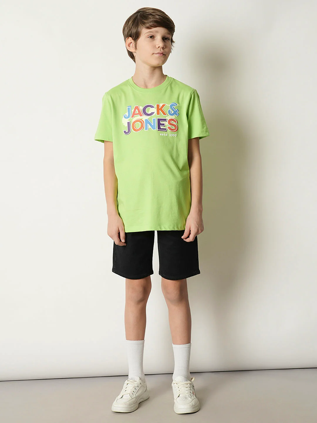 Boys Green Logo Print Crew Neck T-shirt - Image 5
