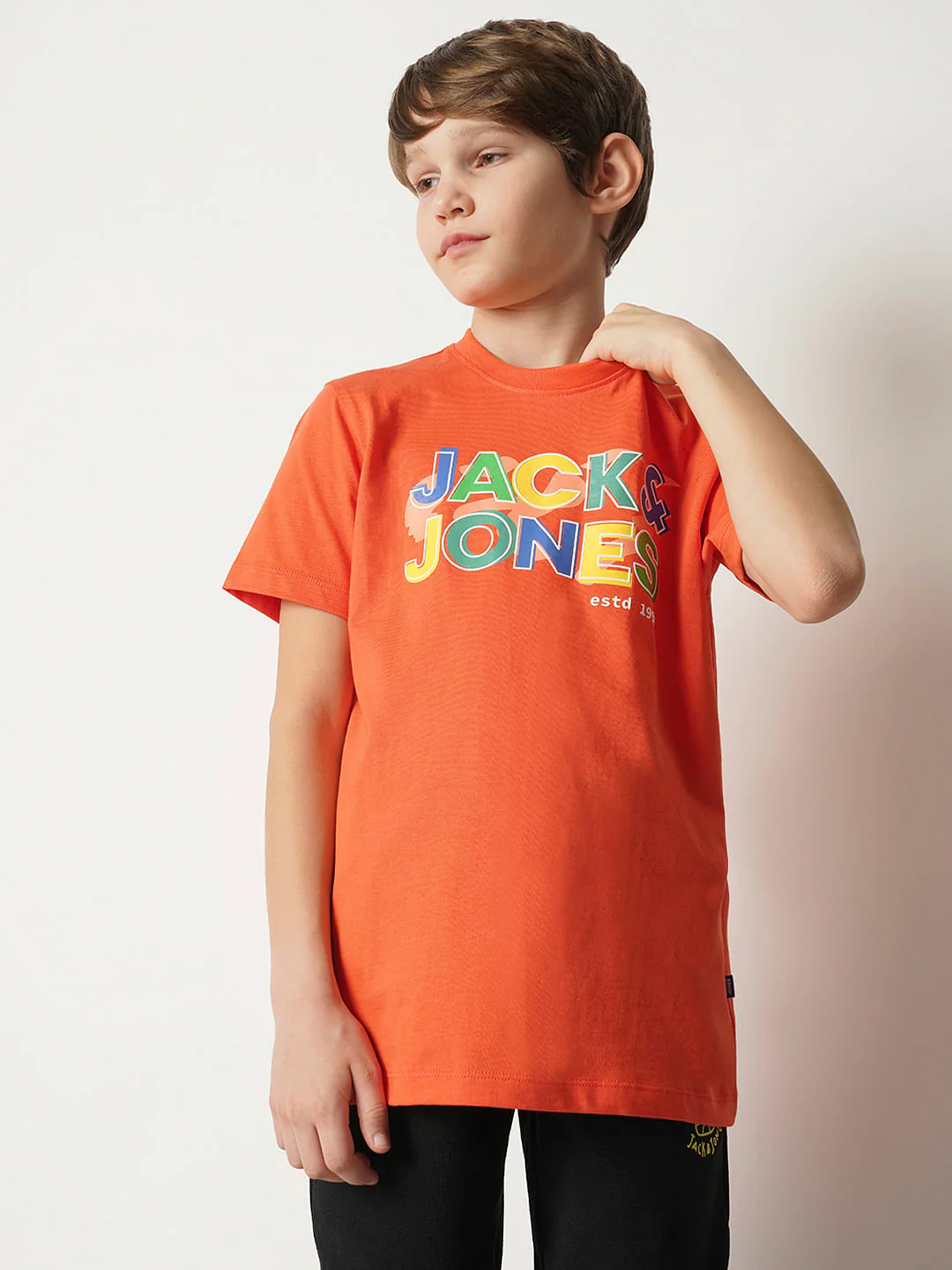 Boys Orange Logo Print T-shirt - Image 2