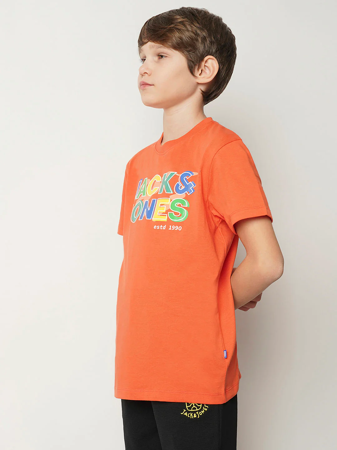 Boys Orange Logo Print T-shirt - Image 3