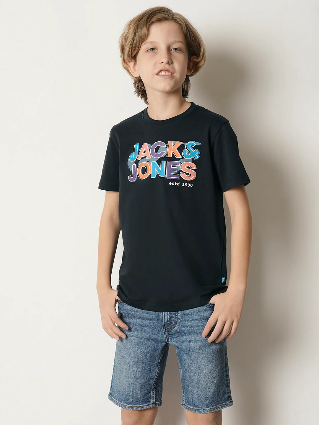 Boys Blue Logo Print Crew Neck T-shirt - Image 2