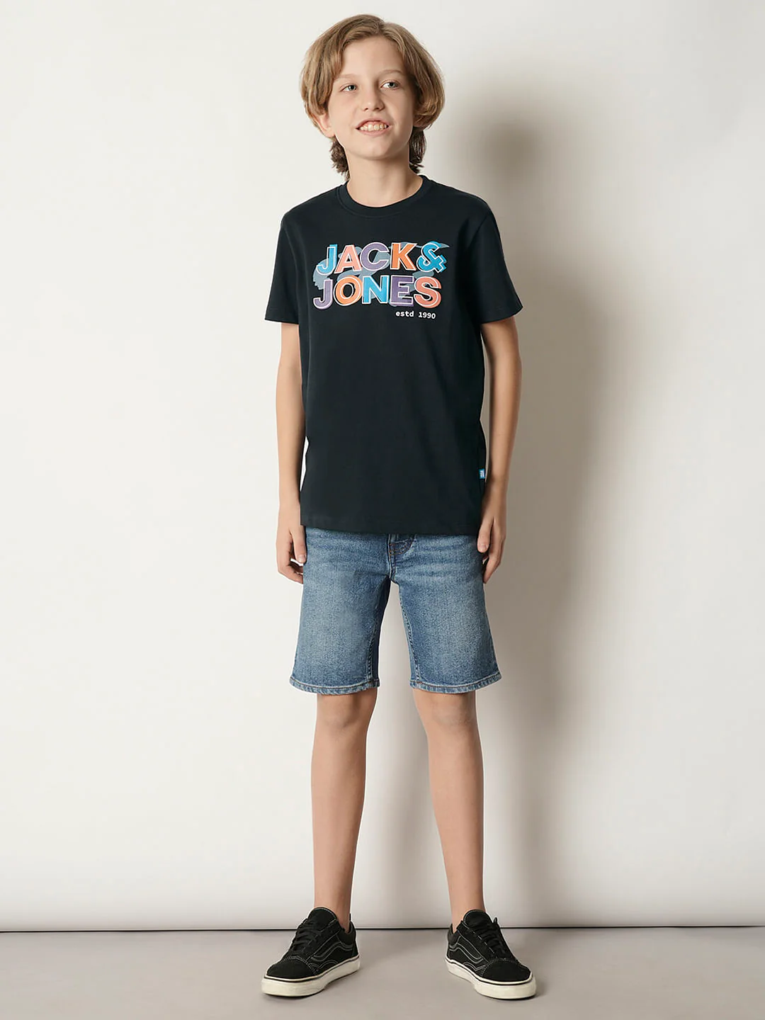 Boys Blue Logo Print Crew Neck T-shirt - Image 5