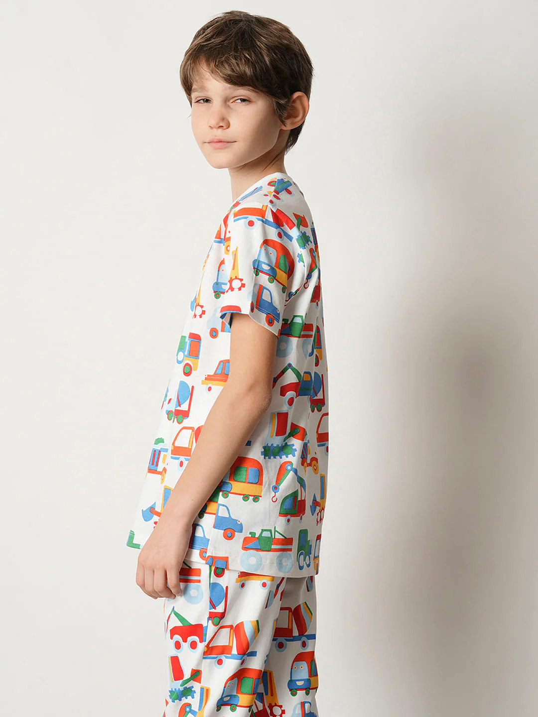 Boys White Car Print Co-ord Set T-shirt - Image 4