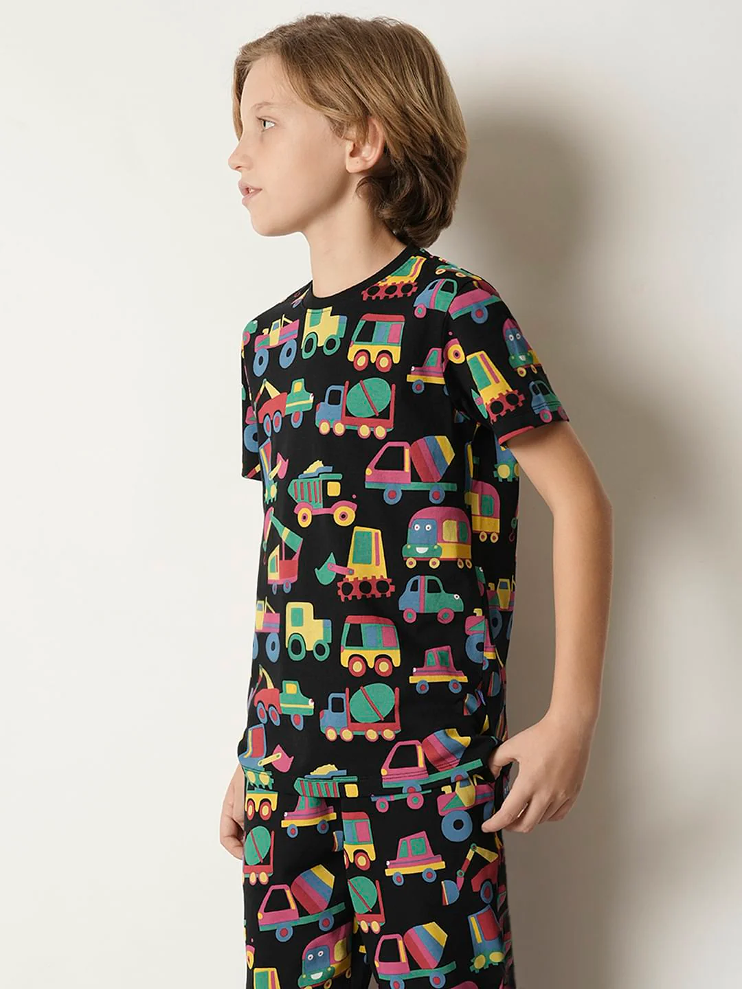 Boys Black Car Print Co-ord Set T-shirt - Image 3