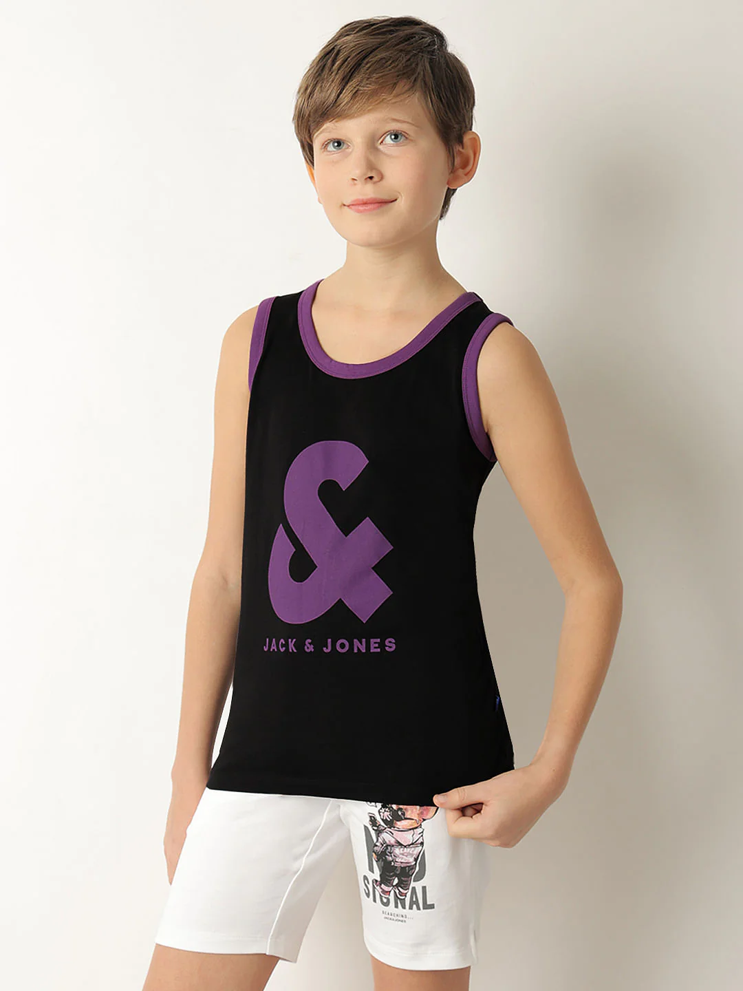 Boys Black Logo Print Sleeveless T-shirt - Image 3