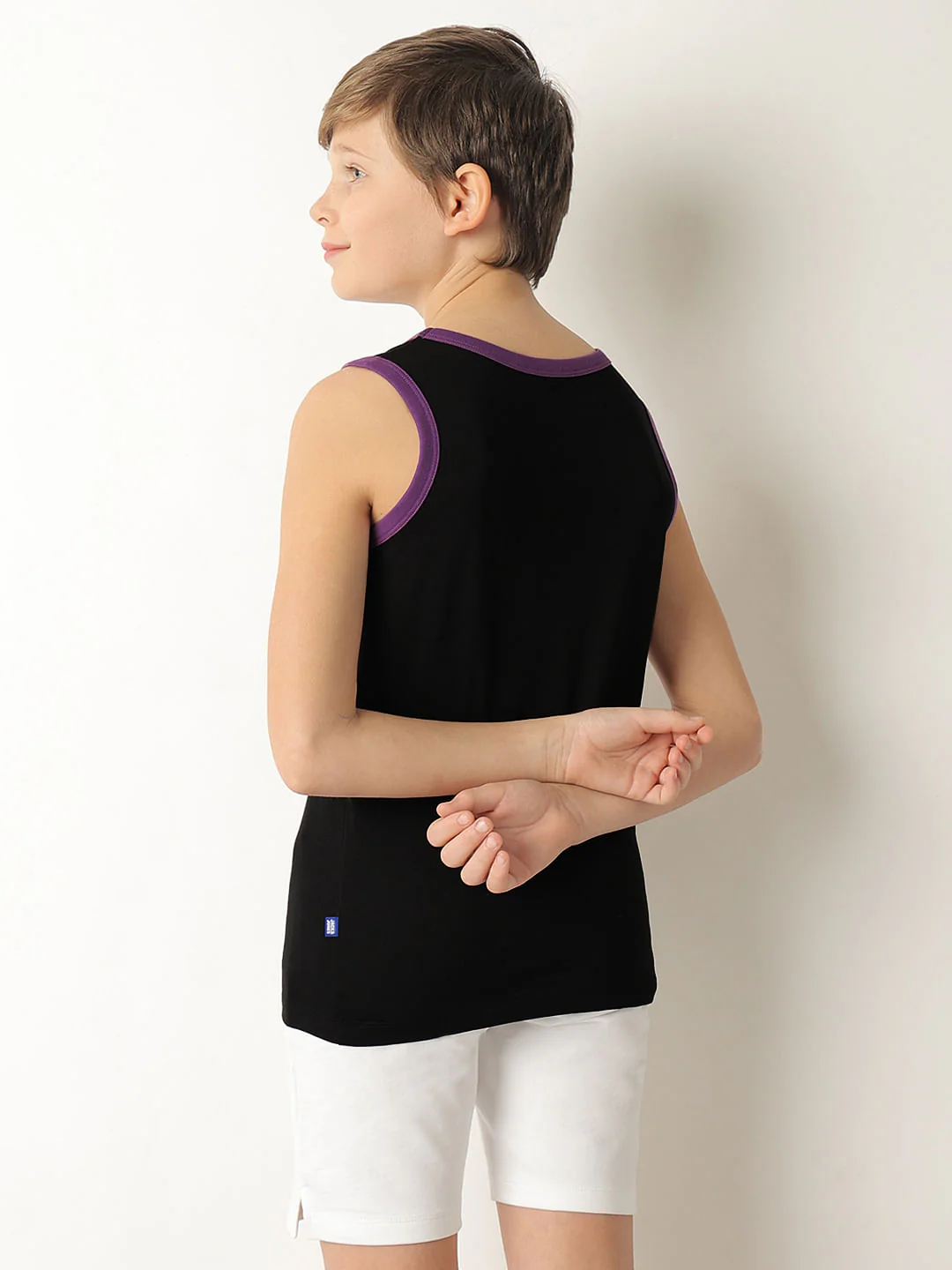 Boys Black Logo Print Sleeveless T-shirt - Image 4