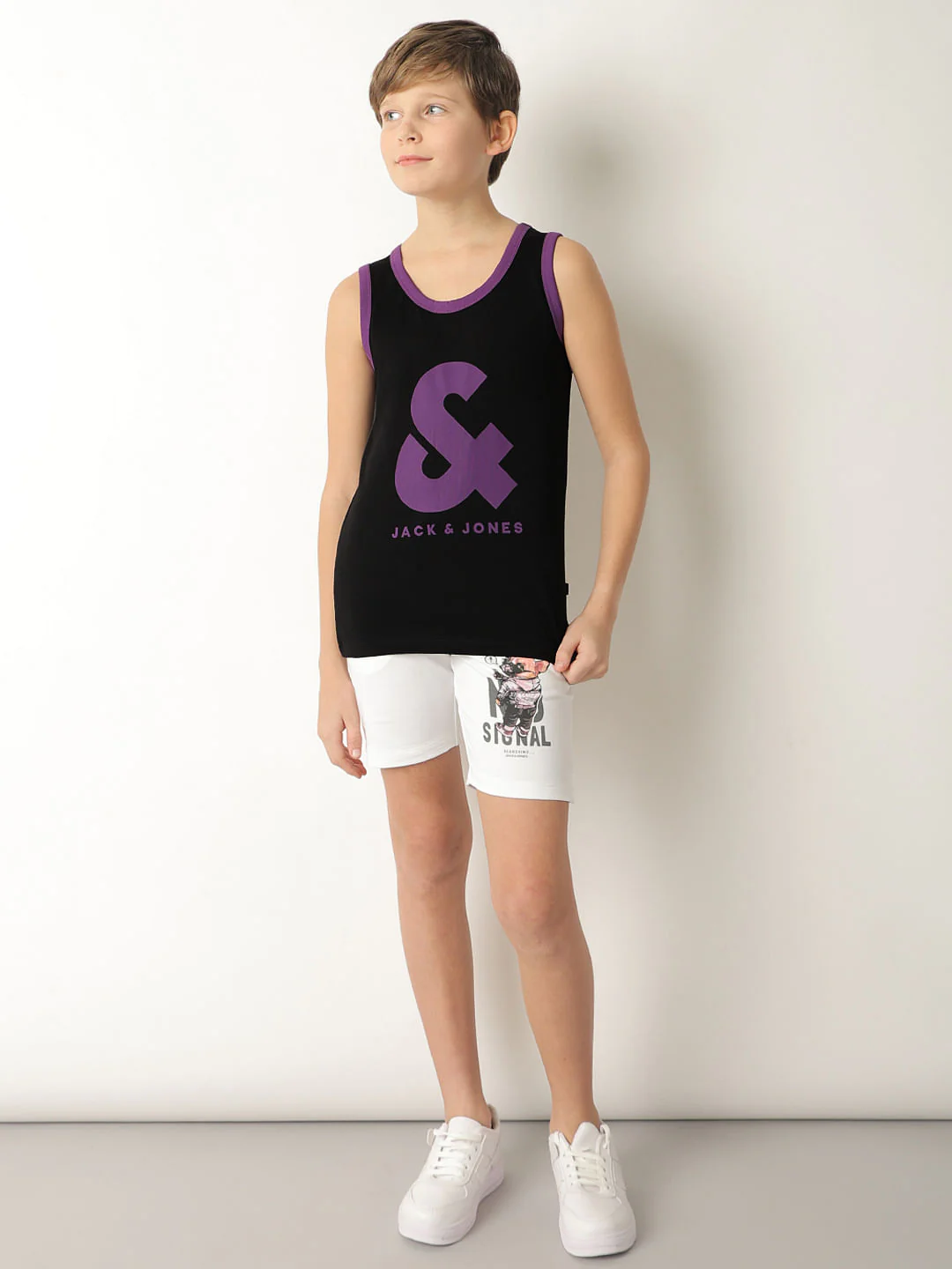 Boys Black Logo Print Sleeveless T-shirt - Image 5