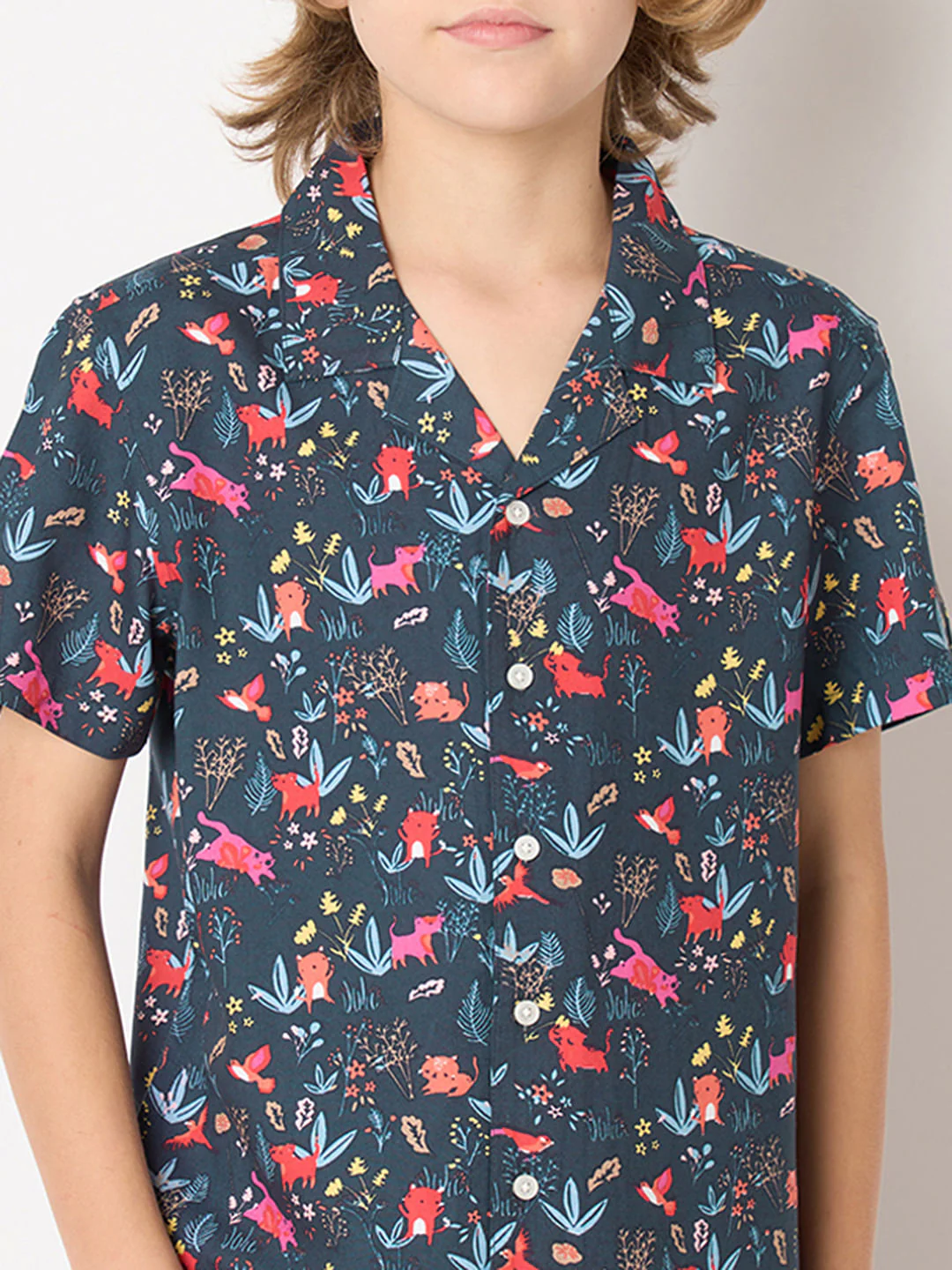 Boys Blue Printed Short Sleeves Shirt - Image 6